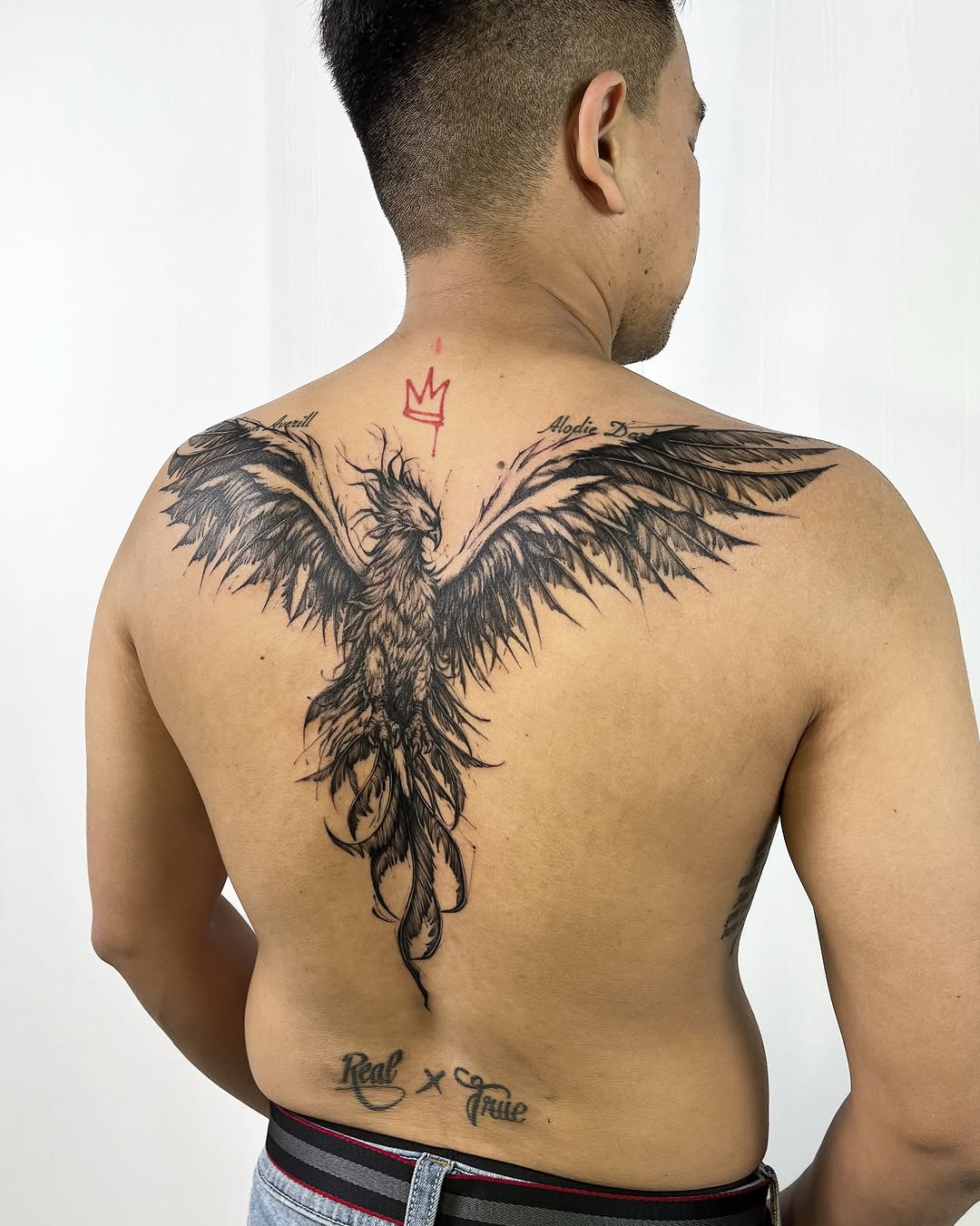 Symmetrical Phoenix, tattoo by Vix Cassano